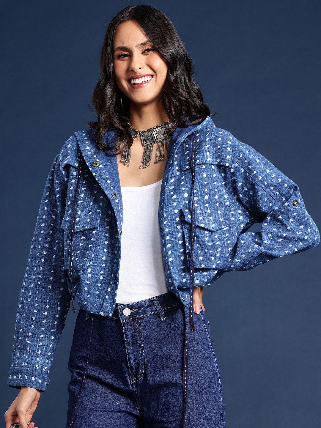 taavi pure cotton printed outer wear denim jacket