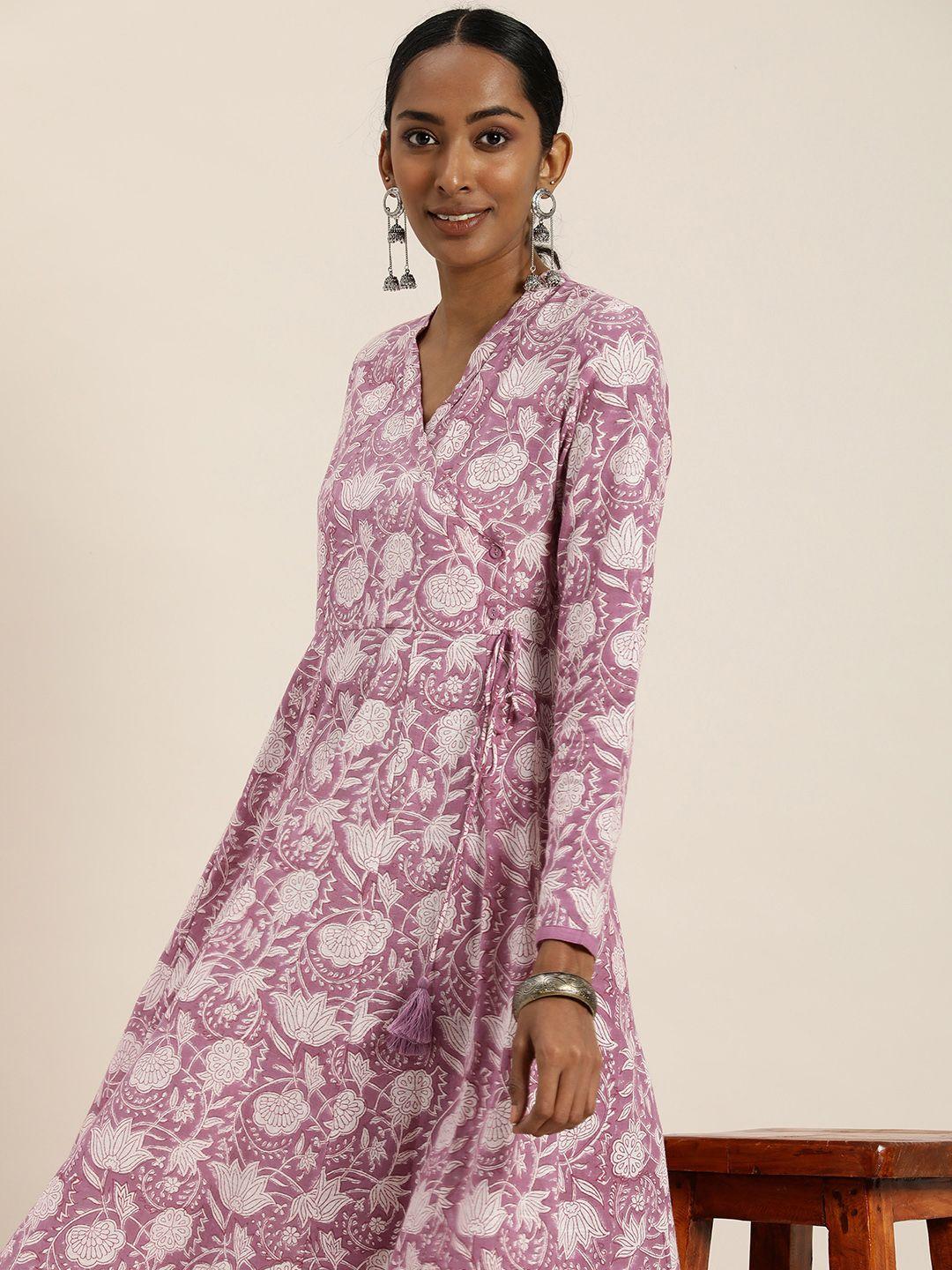 taavi sanganeri floral ethnic motifs printed pure cotton angrakha kurta