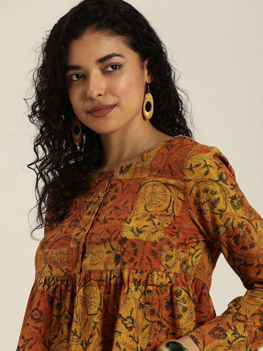 taavi sanganeri floral printed empire top