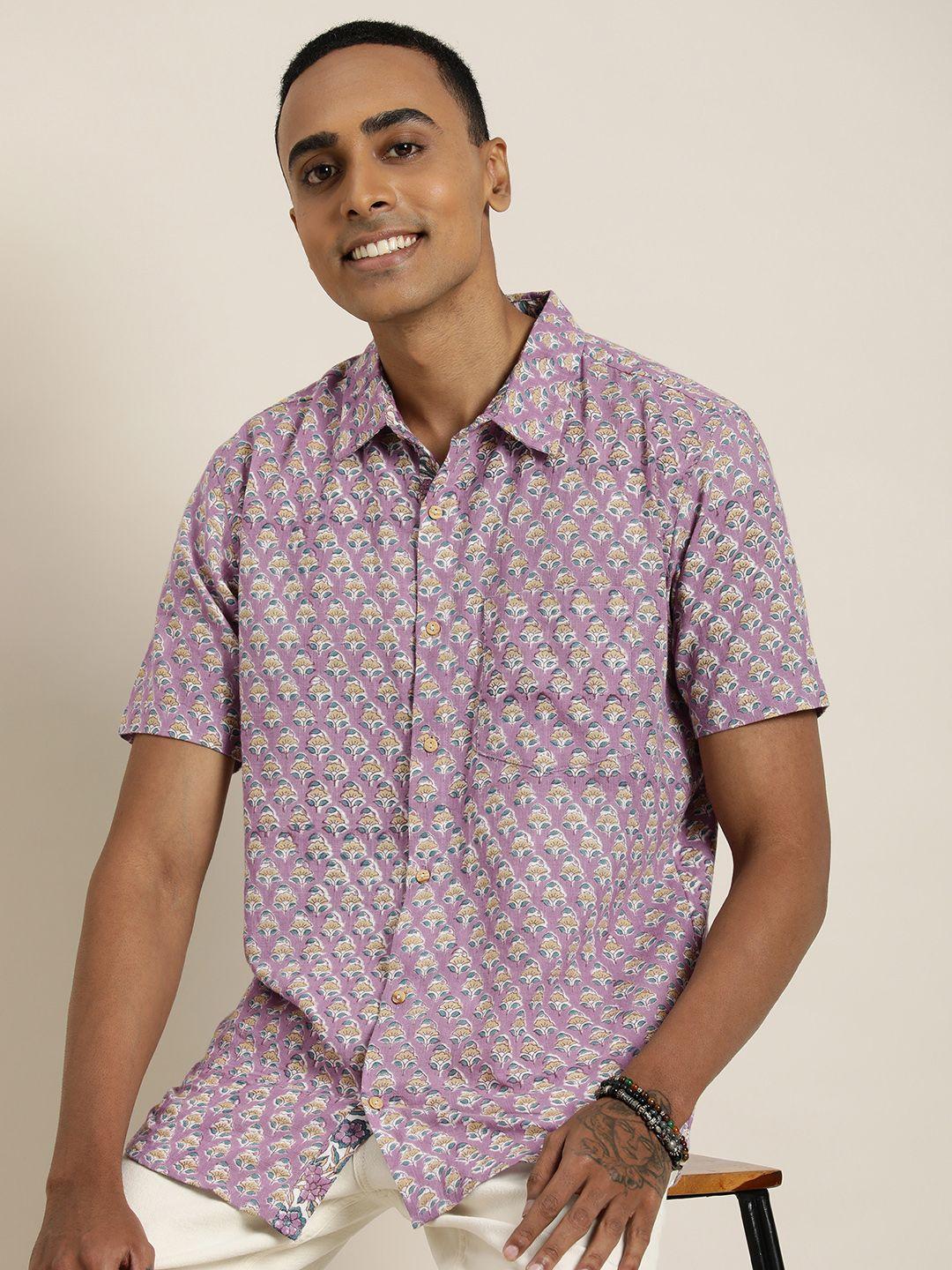 taavi sanganeri floral printed pure cotton casual shirt