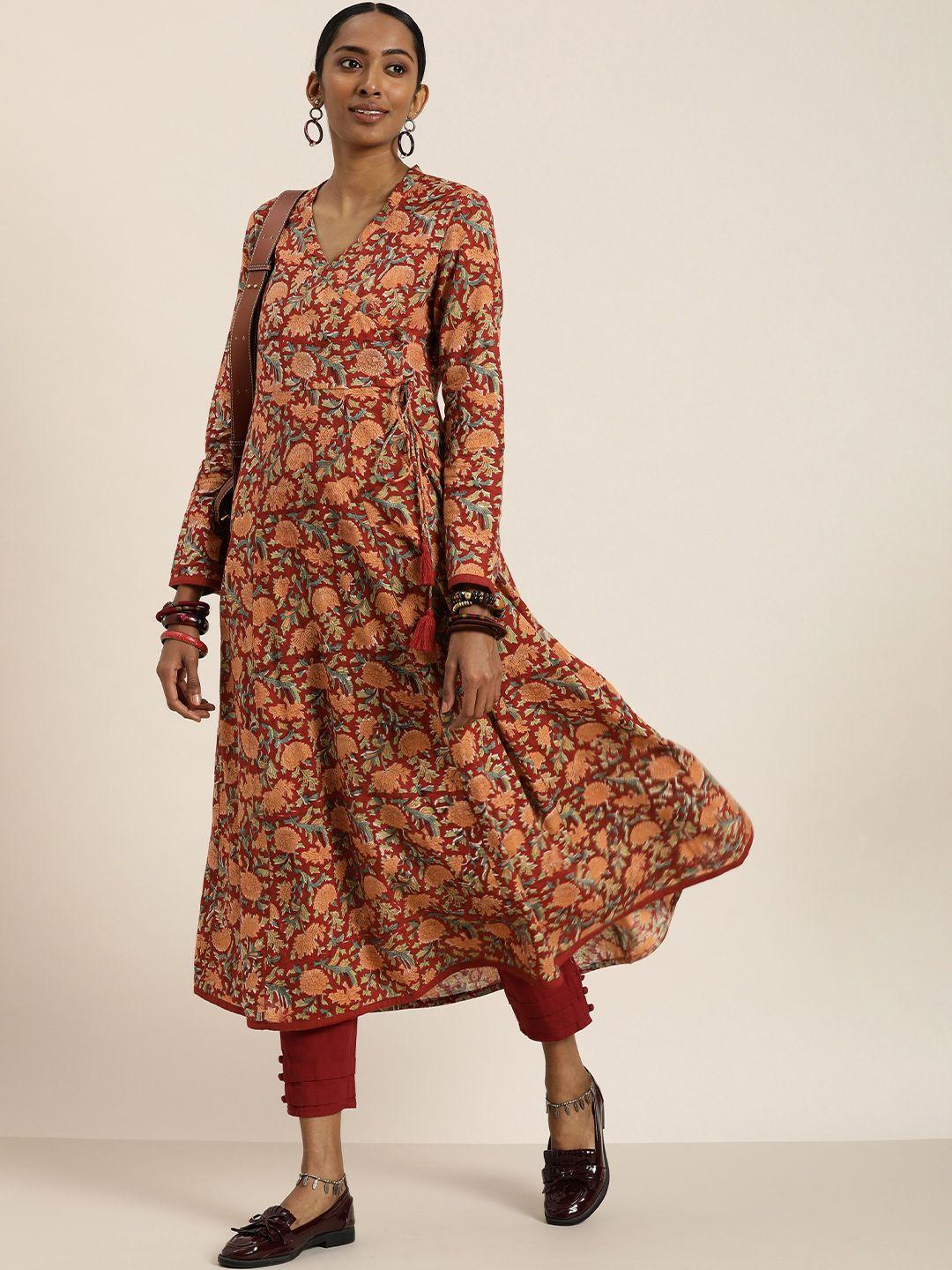 taavi sangeneri floral printed angrakha kurta