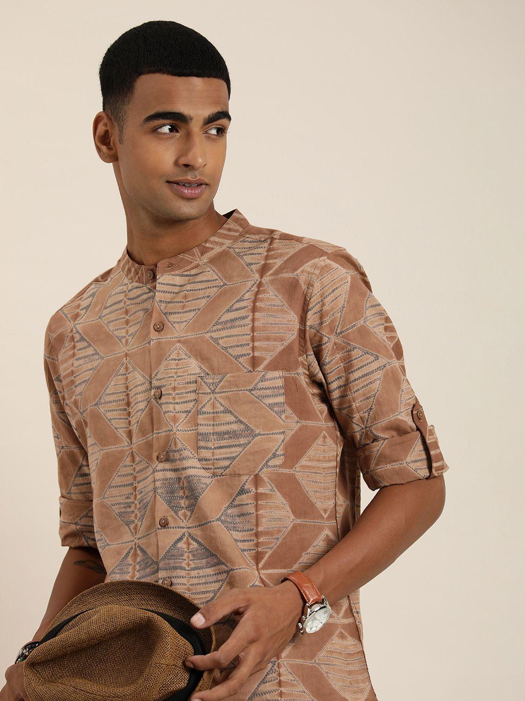 taavi shibori printed pure cotton casual shirt