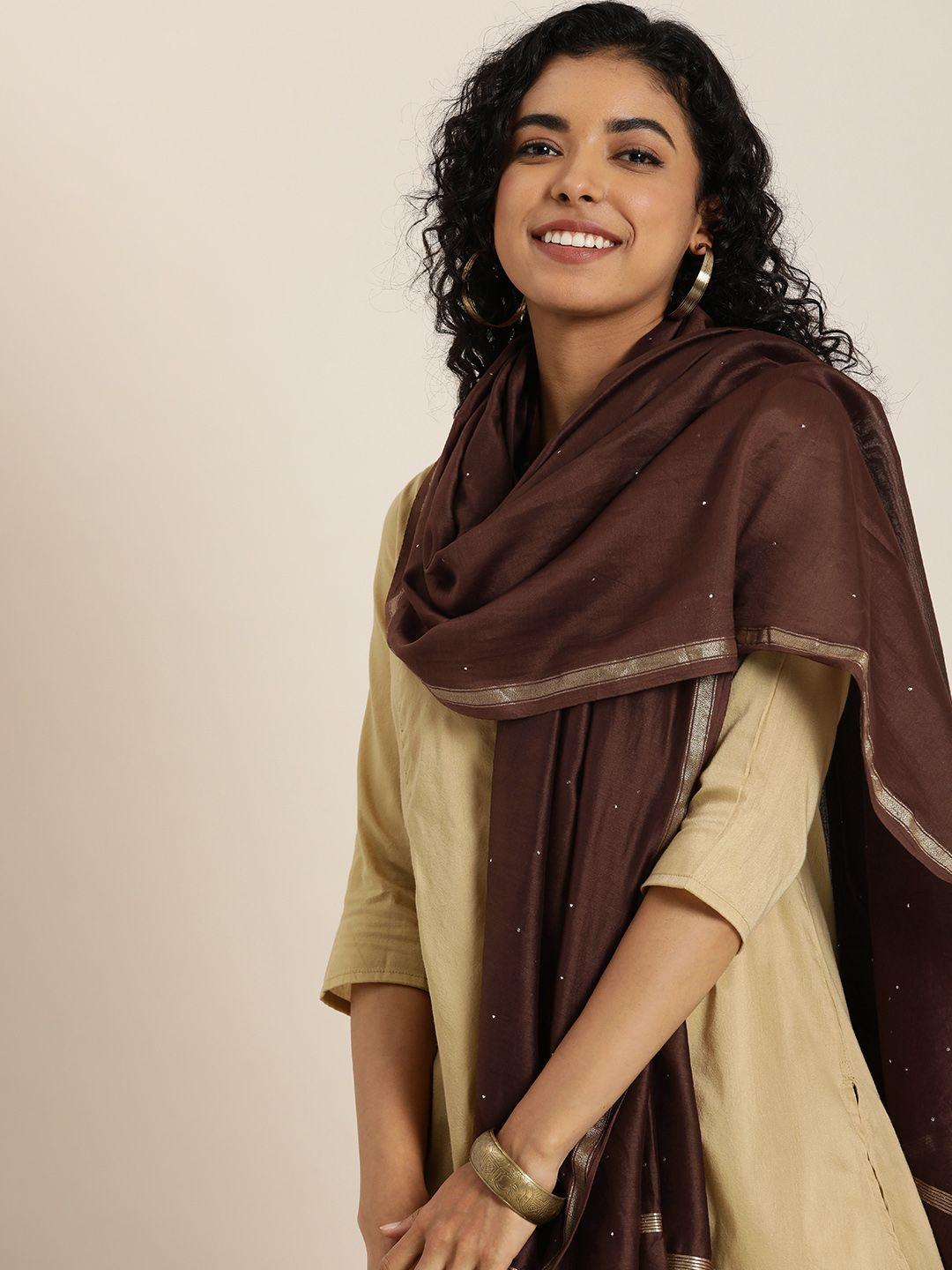 taavi solid mukaish dupatta