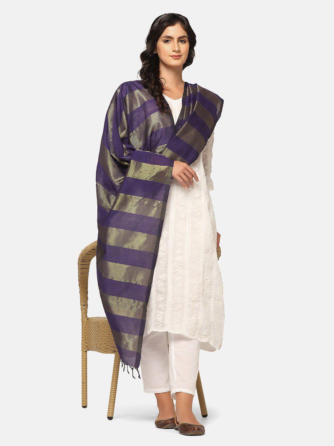 taavi striped cotton dupatta with zari