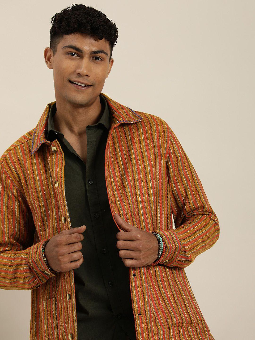 taavi striped cotton linen outer wear tailored jacket