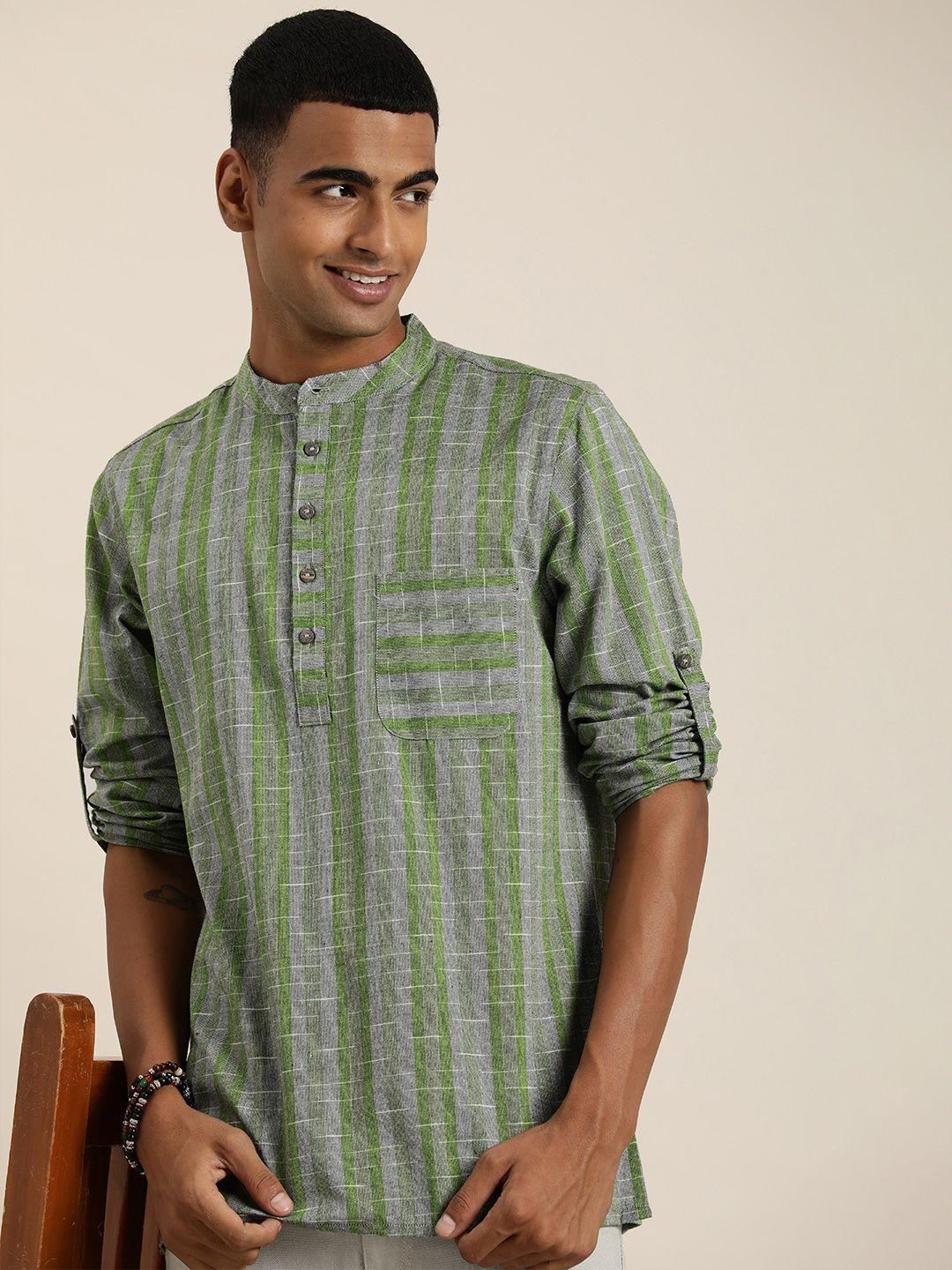 taavi striped ikat pure cotton straight kurta