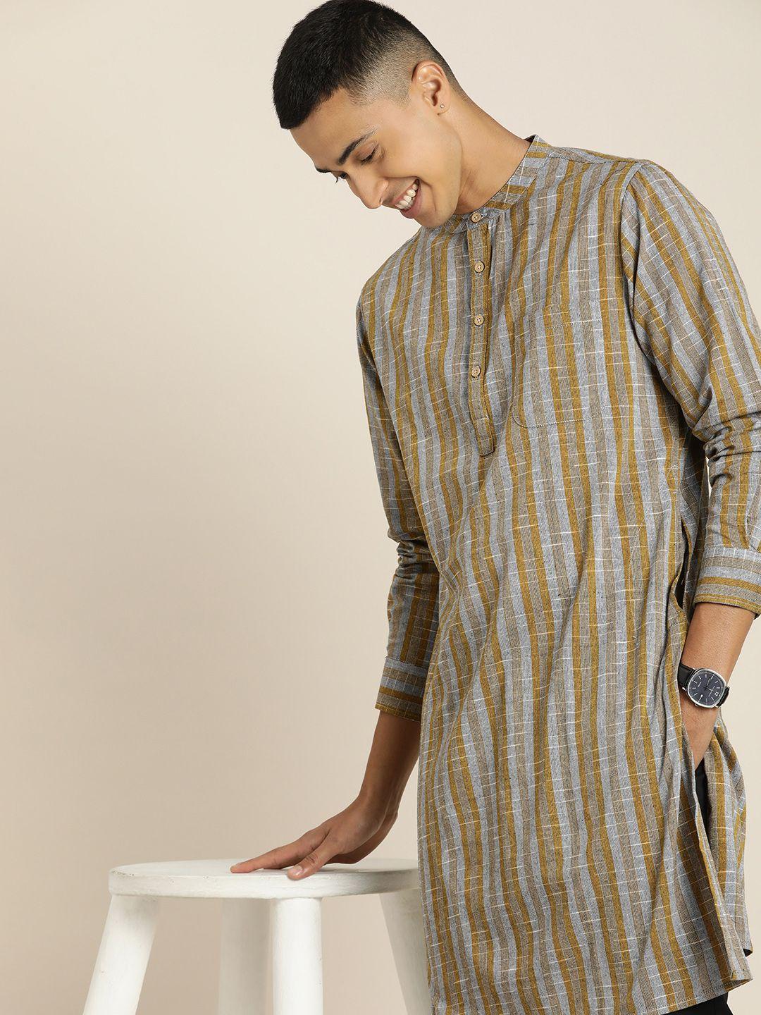 taavi striped woven legacy printed straight kurta