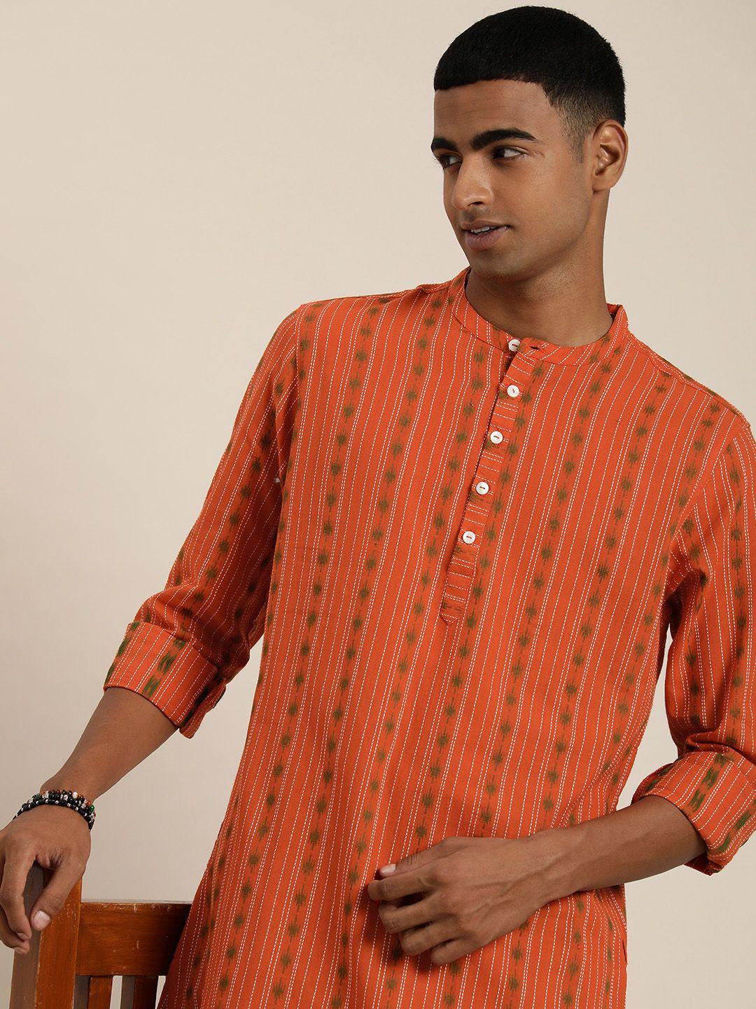 taavi striped woven legacy pure cotton straight kurta