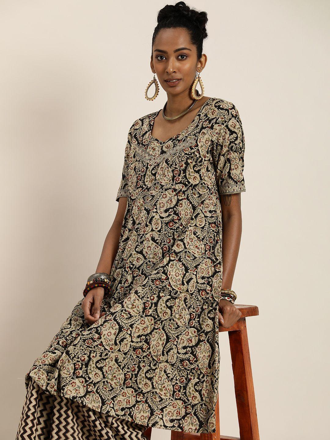 taavi women kalamkari printed ethnic motifs kurta with palazzos