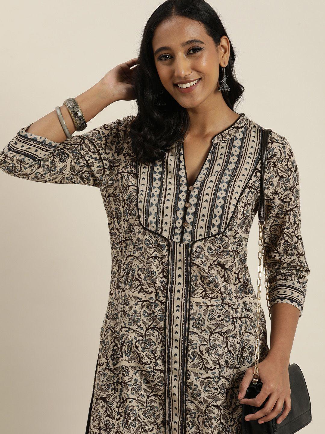 taavi women multicoloured kalamkari printed casual kurta