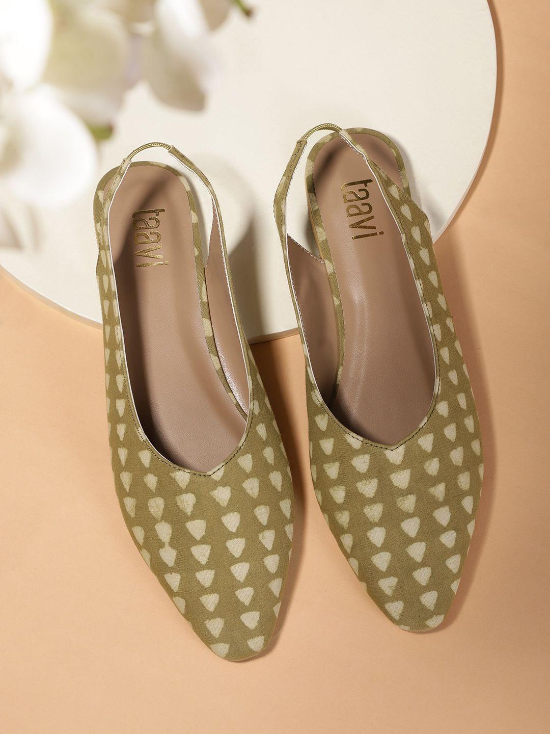 taavi women olive green printed mules