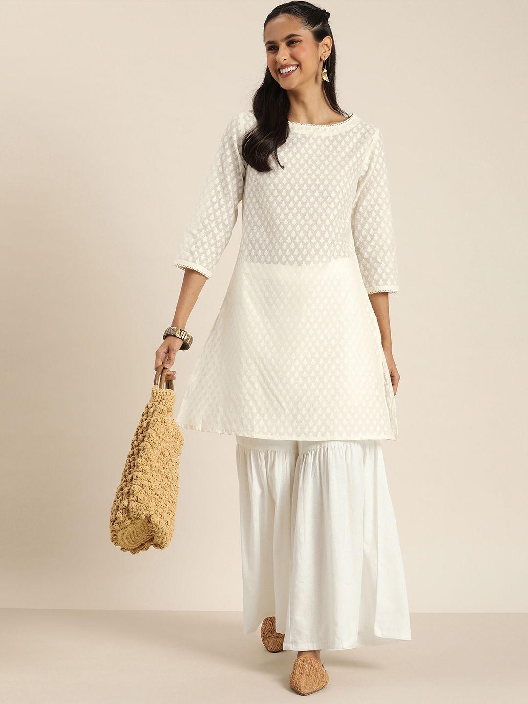 taavi woven design a-line cora kurti with sharara