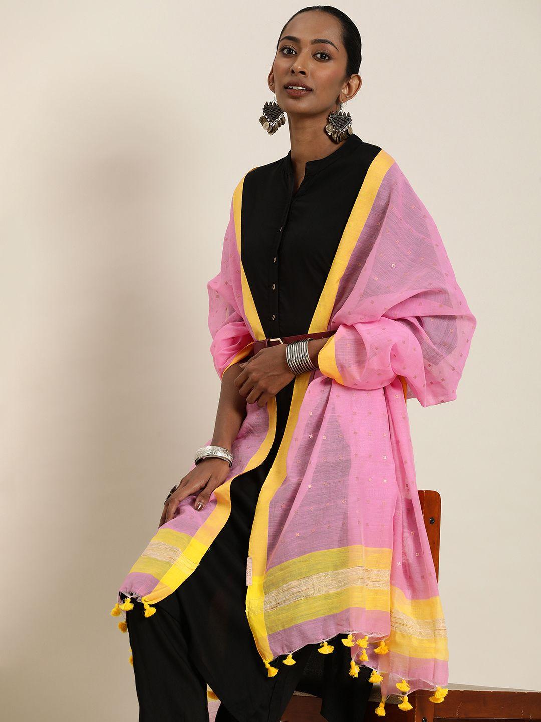 taavi woven design handloom sustainable dupatta with sequinned