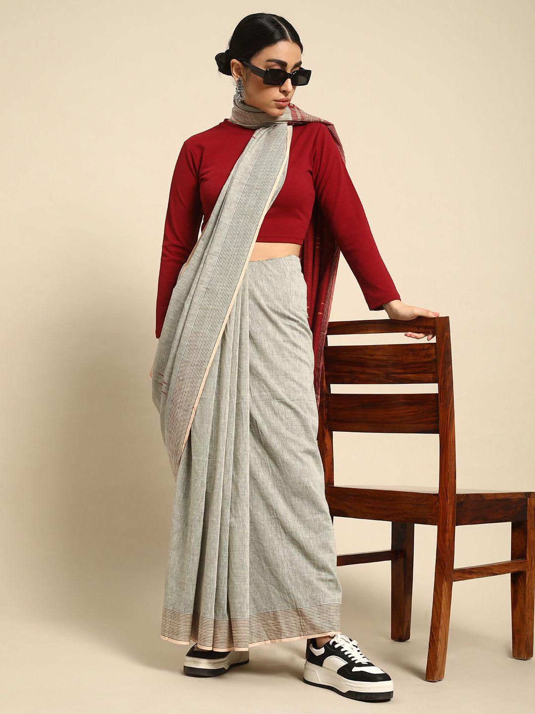 taavi woven design pure cotton sustainable handloom saree