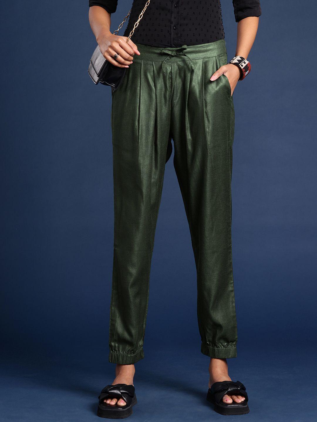 taavi woven legacy mid-rise pleated cropped joggers trousers