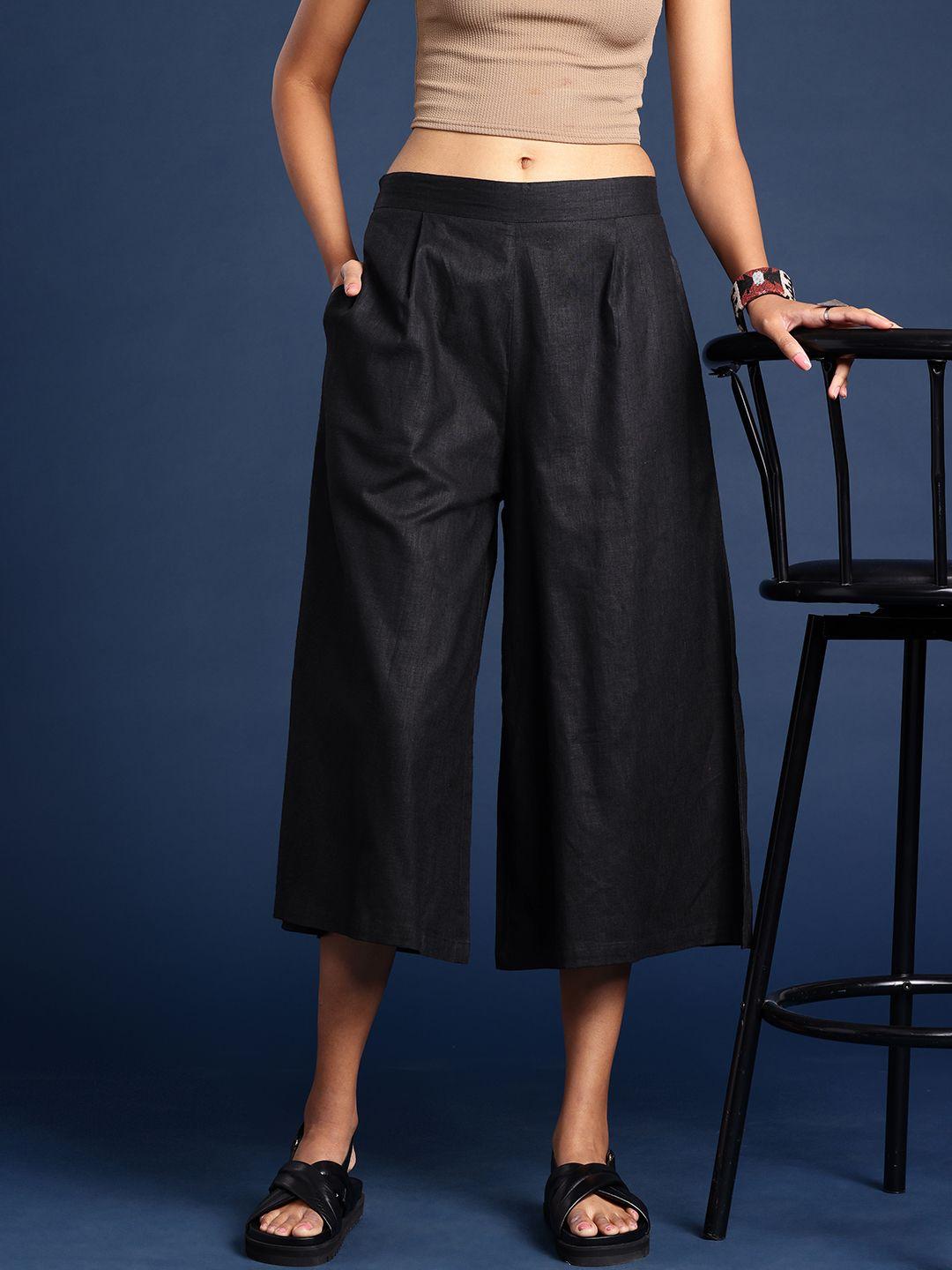 taavi woven legacy mid-rise three-fourth length pleated parallel trousers