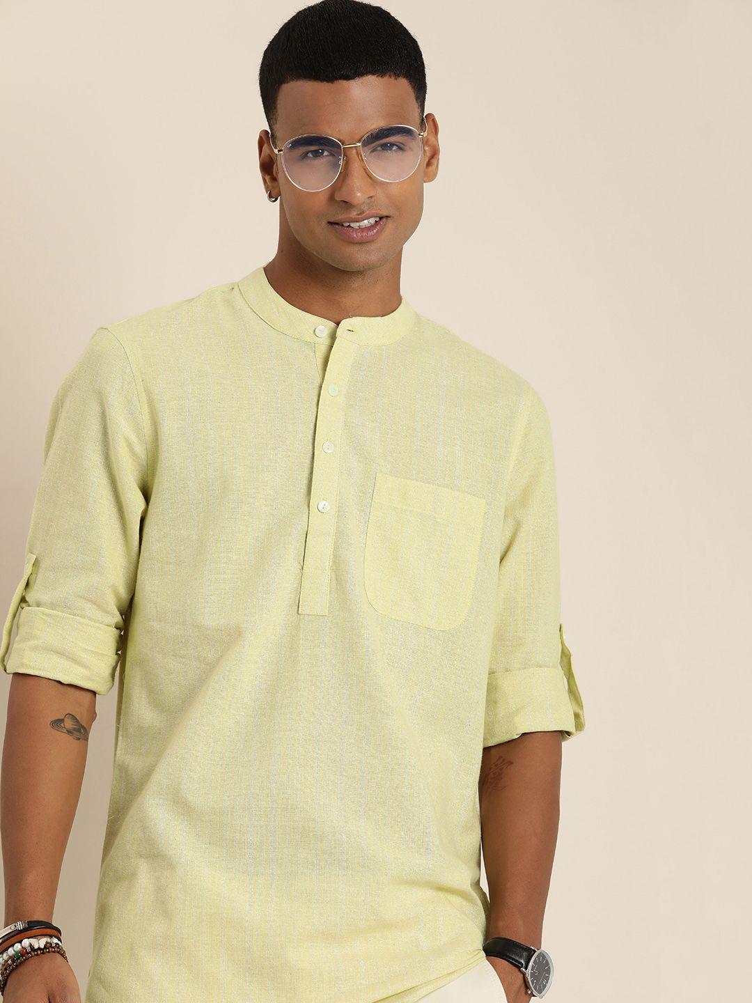 taavi woven legacy pure cotton kurta with shimmer detail