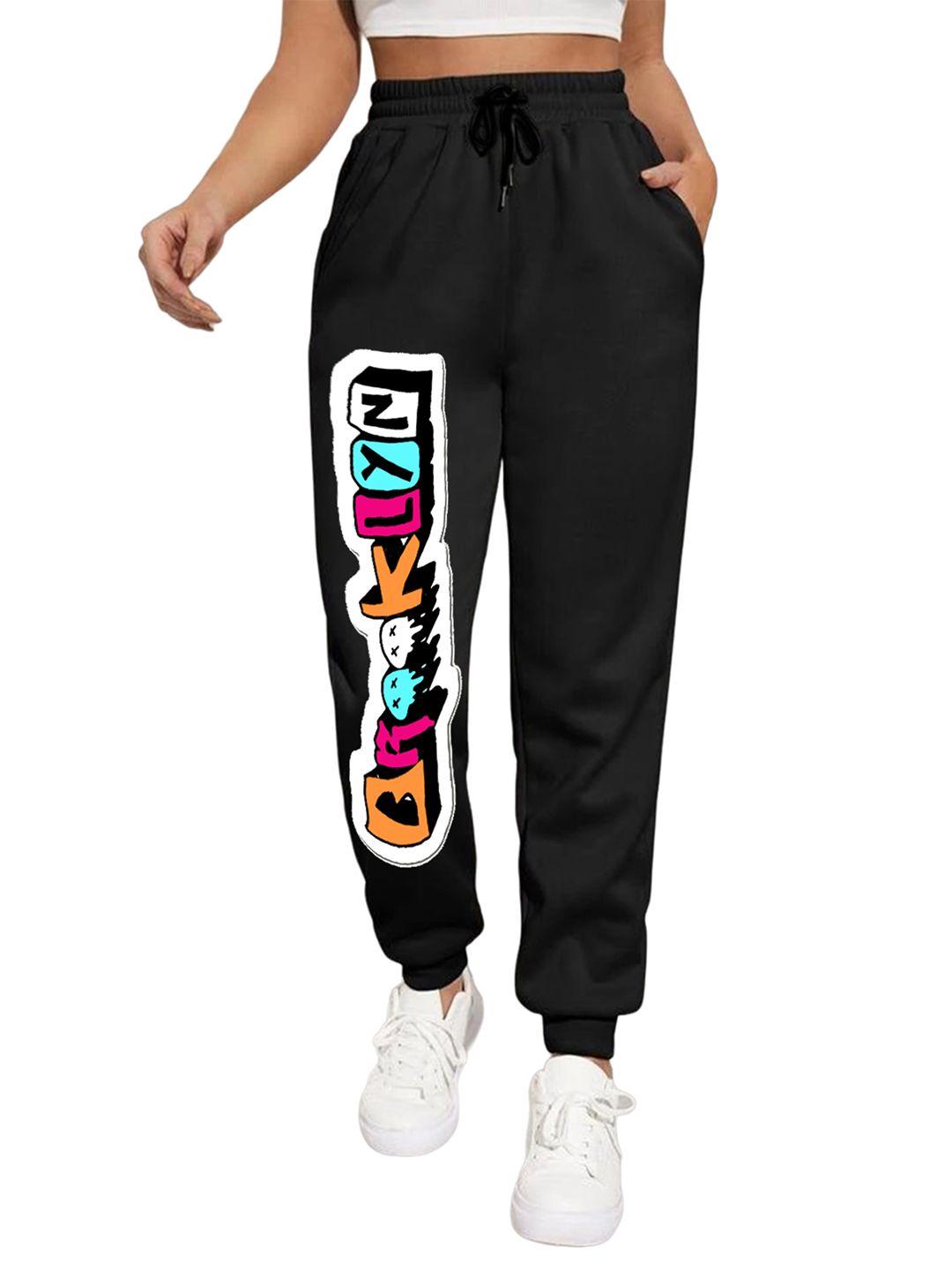 tabadtod women black relaxed loose fit joggers trousers