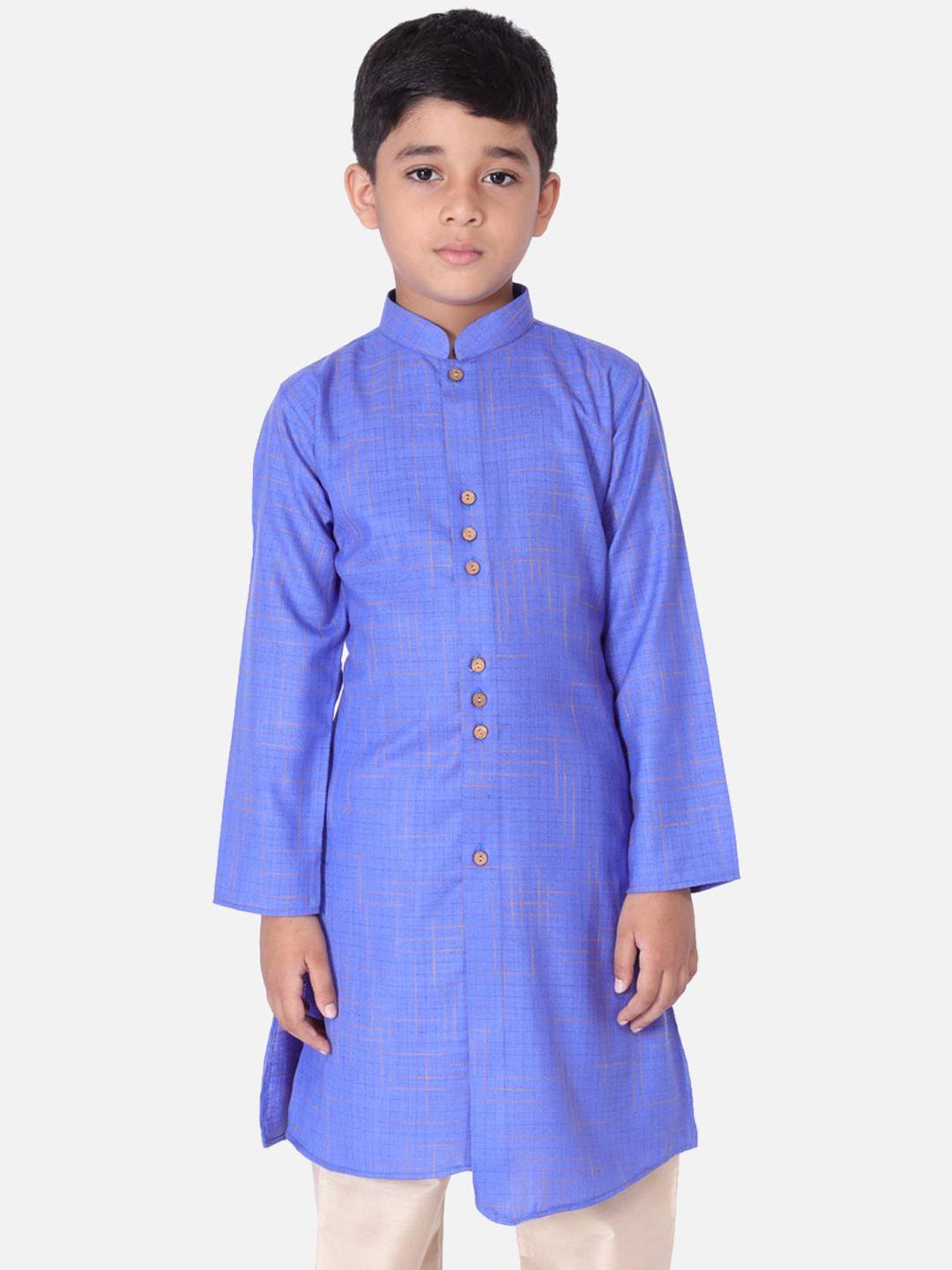 tabard boys blue & gold-coloured cotton kurta