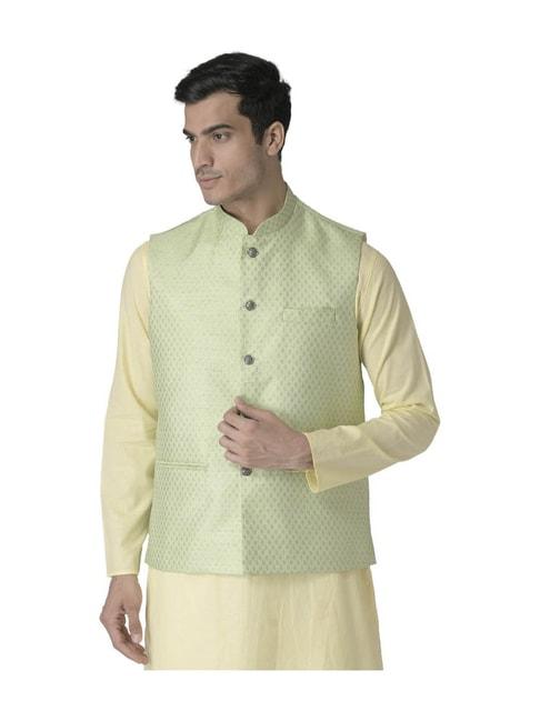 tabard-green-sleeveless-mandarin-collar-nehru-jacket