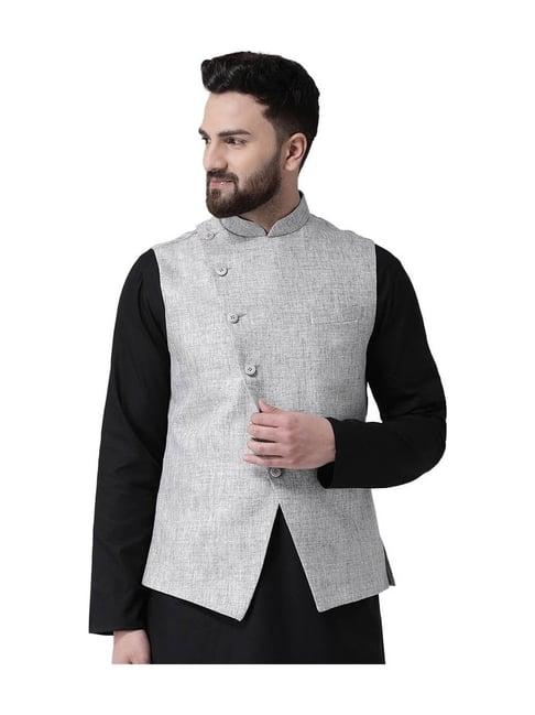 tabard grey sleeveless cotton nehru jacket