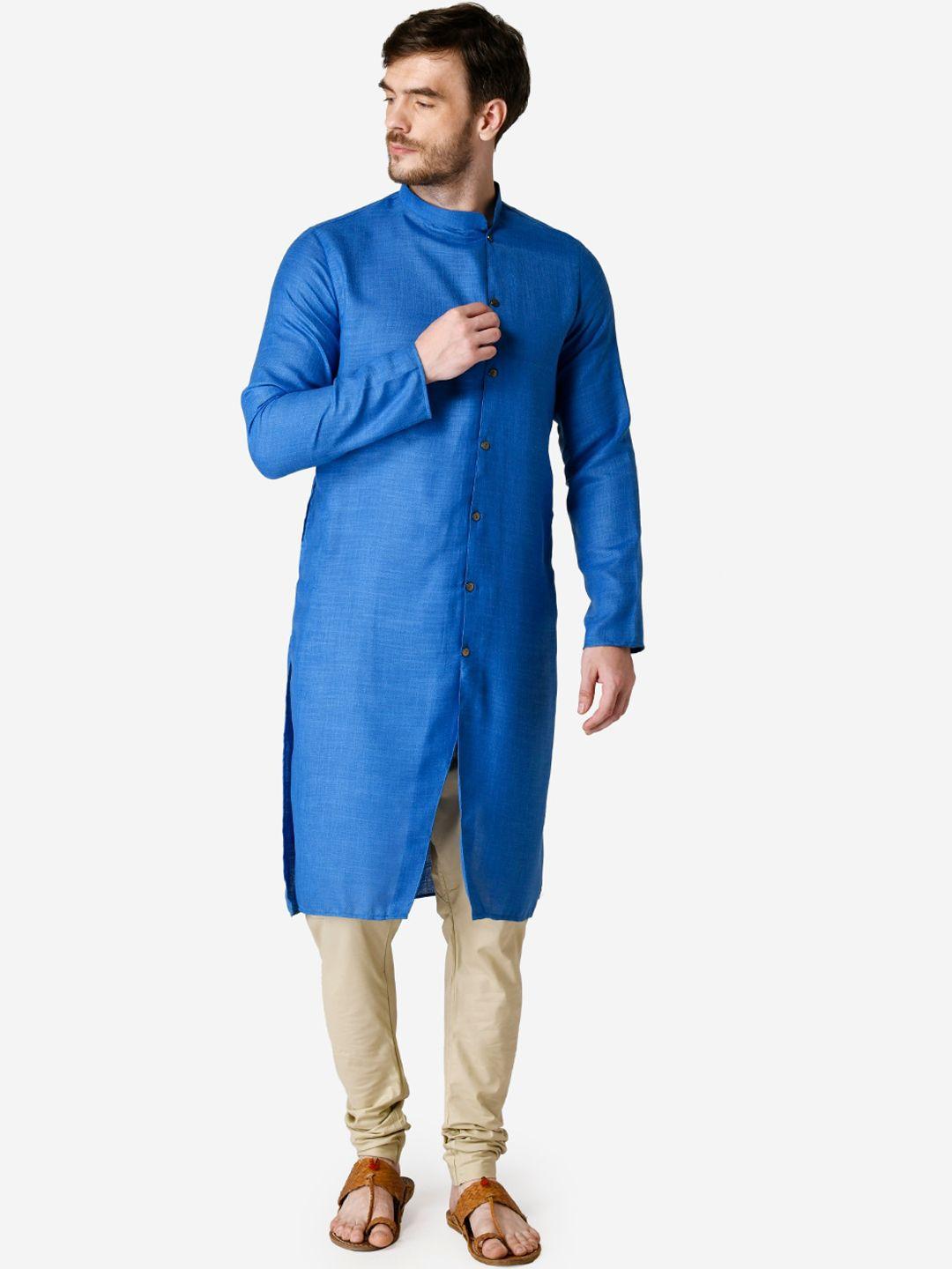 tabard men blue pure cotton kurta with churidar