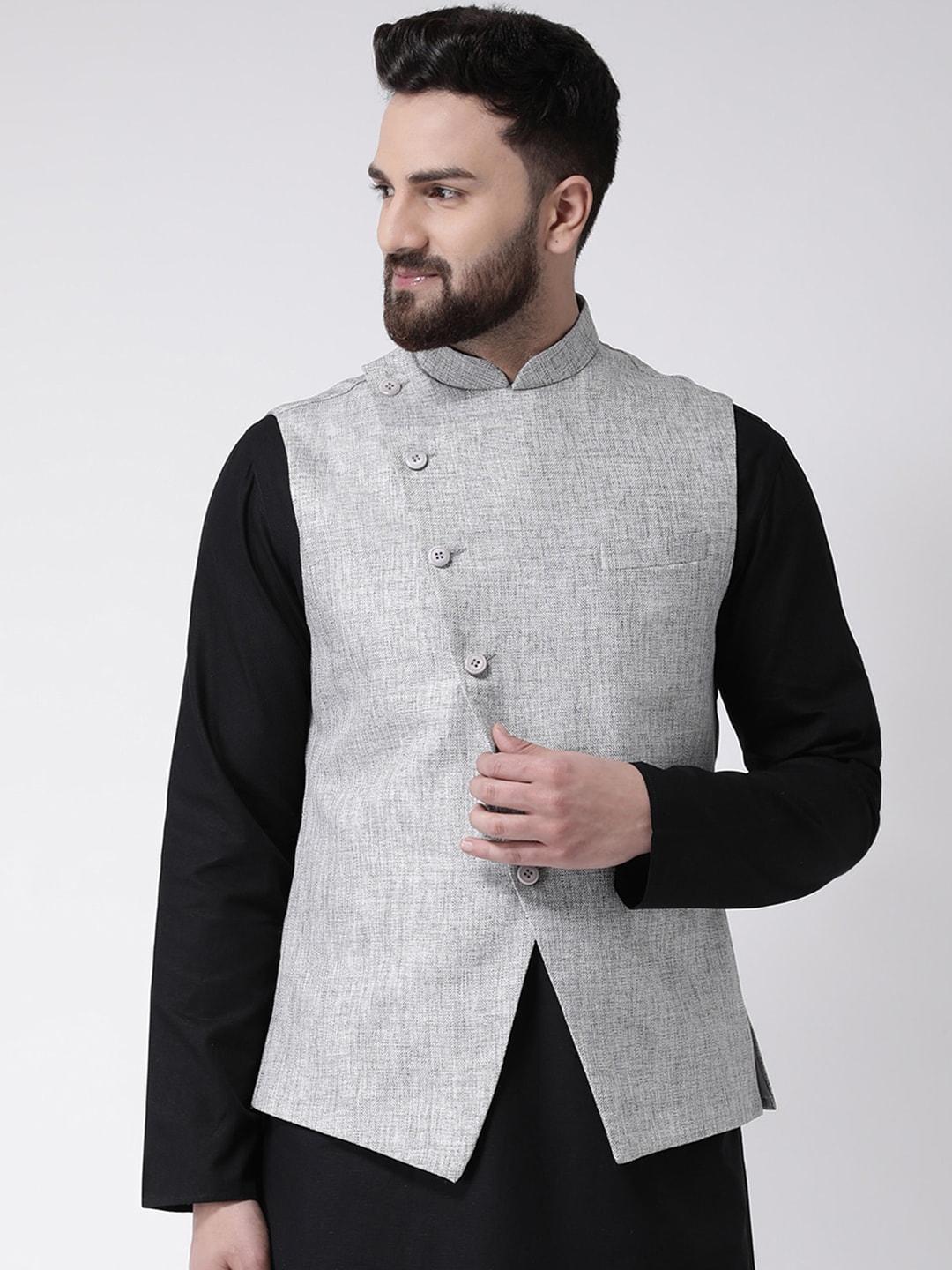 tabard-men-silver-colored-solid-pure-cotton-woven-nehru-jacket