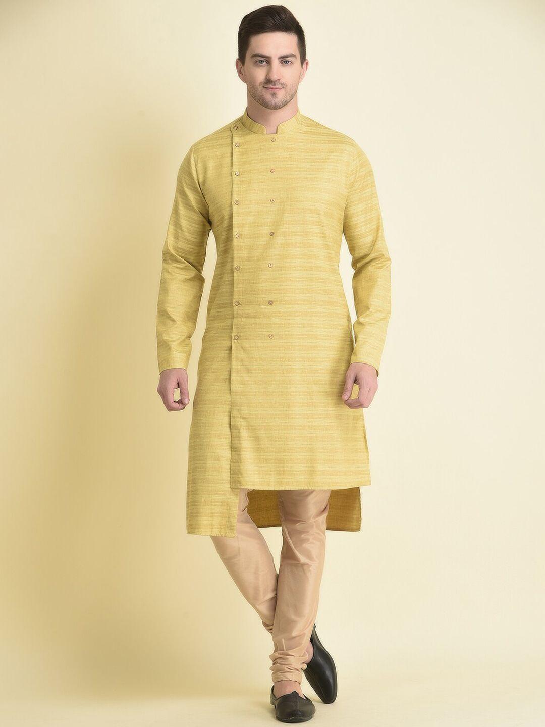 tabard men striped pure cotton kurta with churidar pant