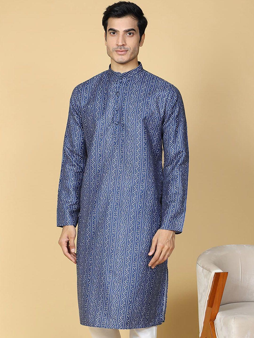 tabard bandhani printed mandarin collar pure cotton straight kurta