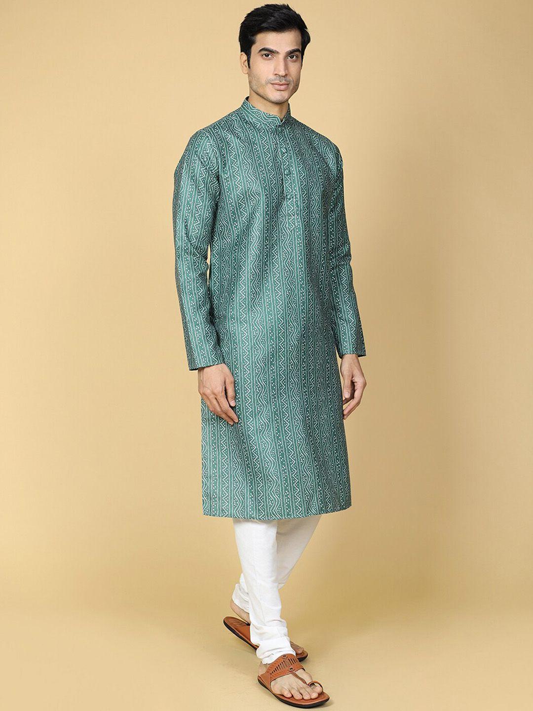 tabard bandhani printed regular pure cotton kurta with churidar