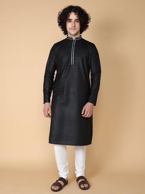 tabard black regular fit kurta