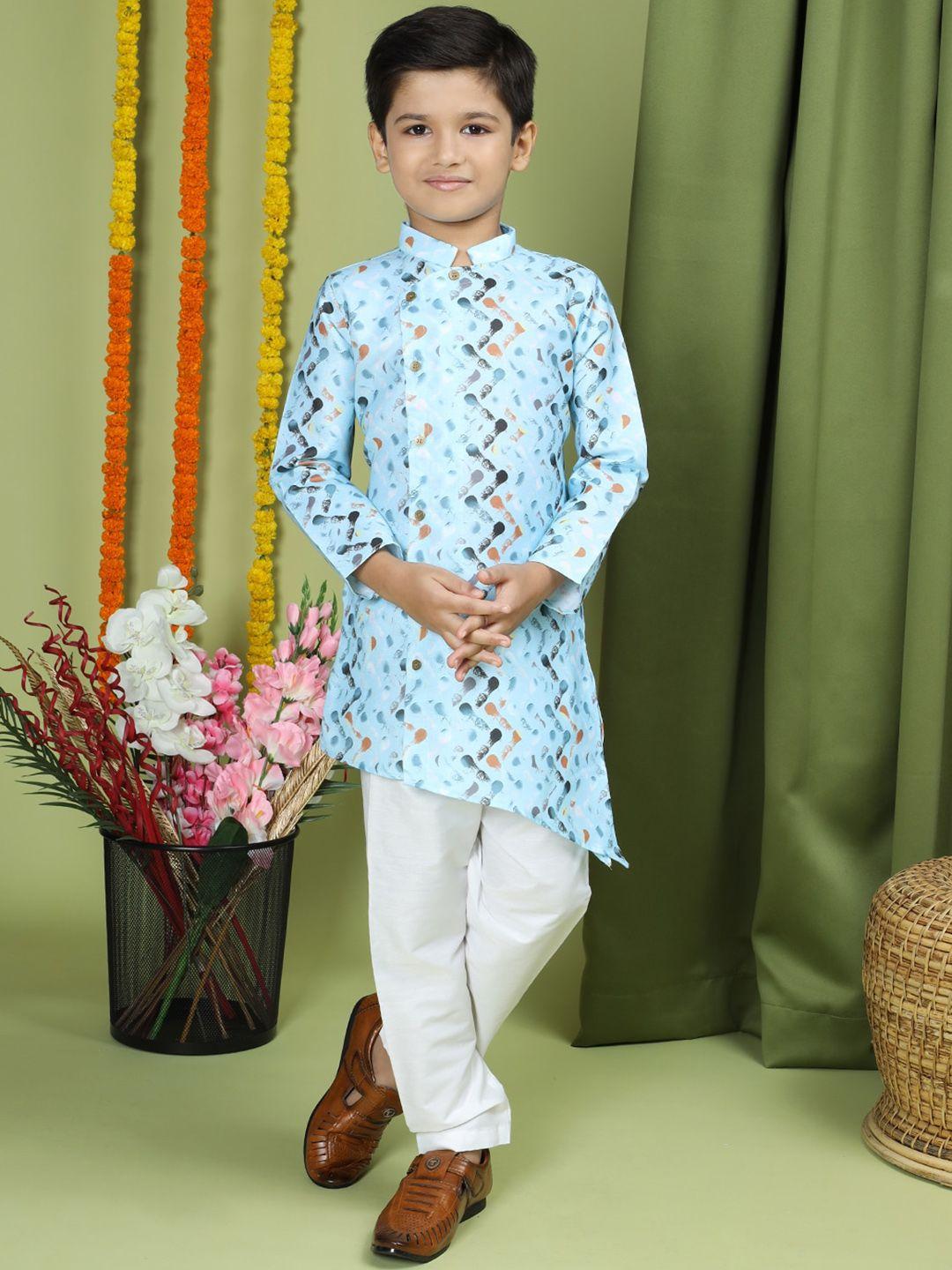 tabard boys abstract printed pure cotton kurta with churidar