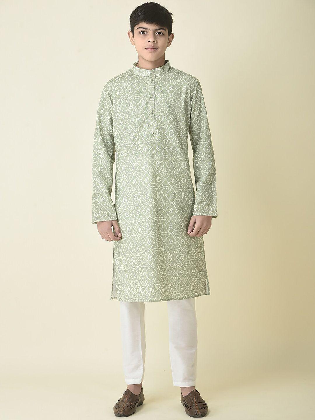 tabard boys bandhani printed gotta patti pure cotton kurta with pyjamas