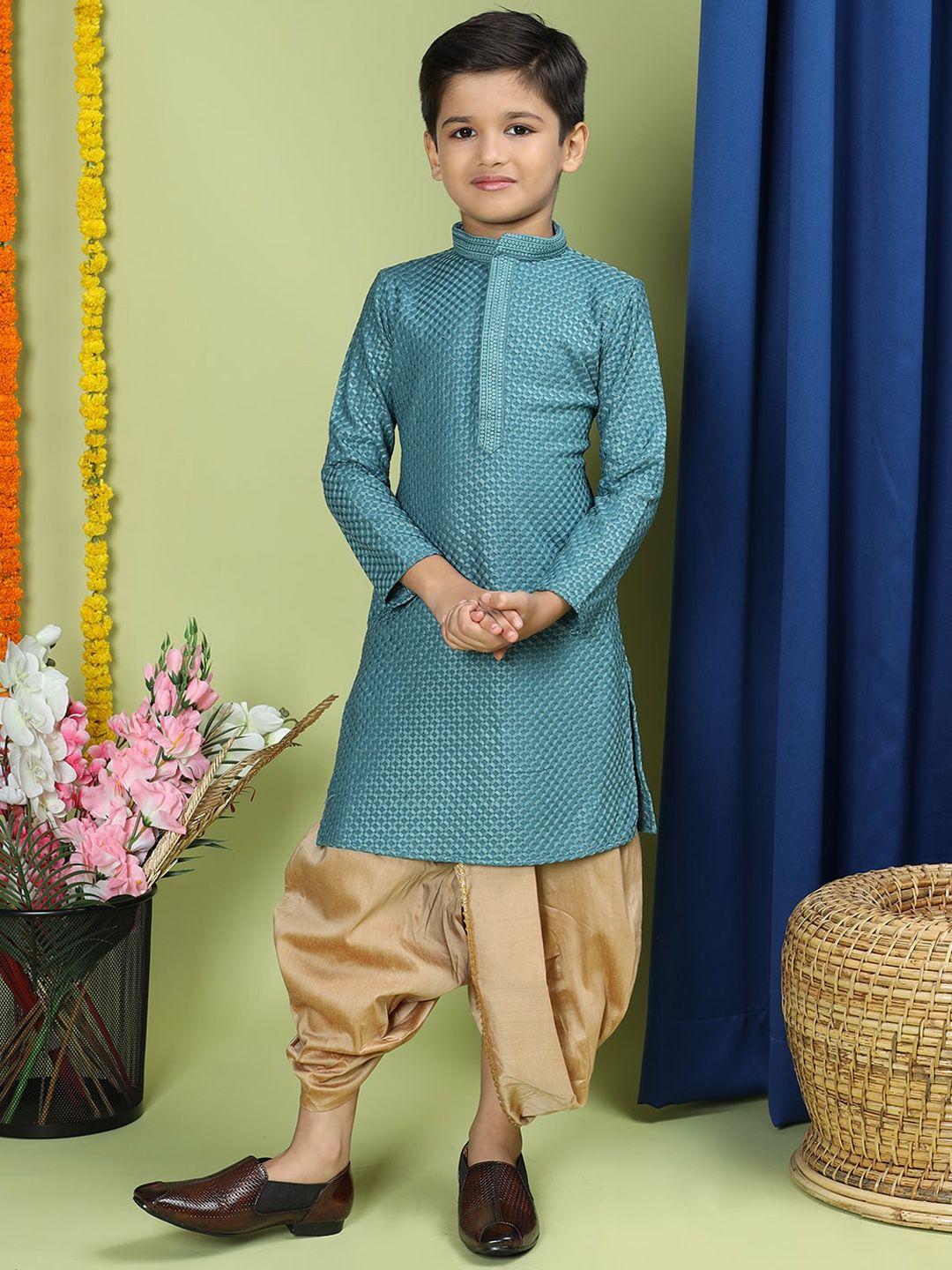 tabard boys ethnic motifs embroidered pure cotton kurta with dhoti pants