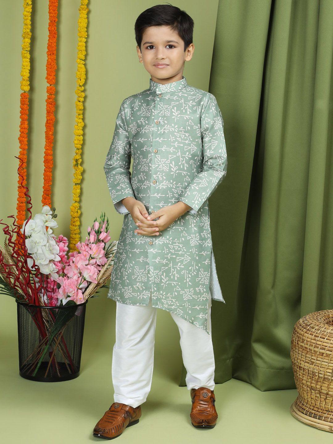 tabard boys ethnic motifs printed regular pure cotton kurta with churidar