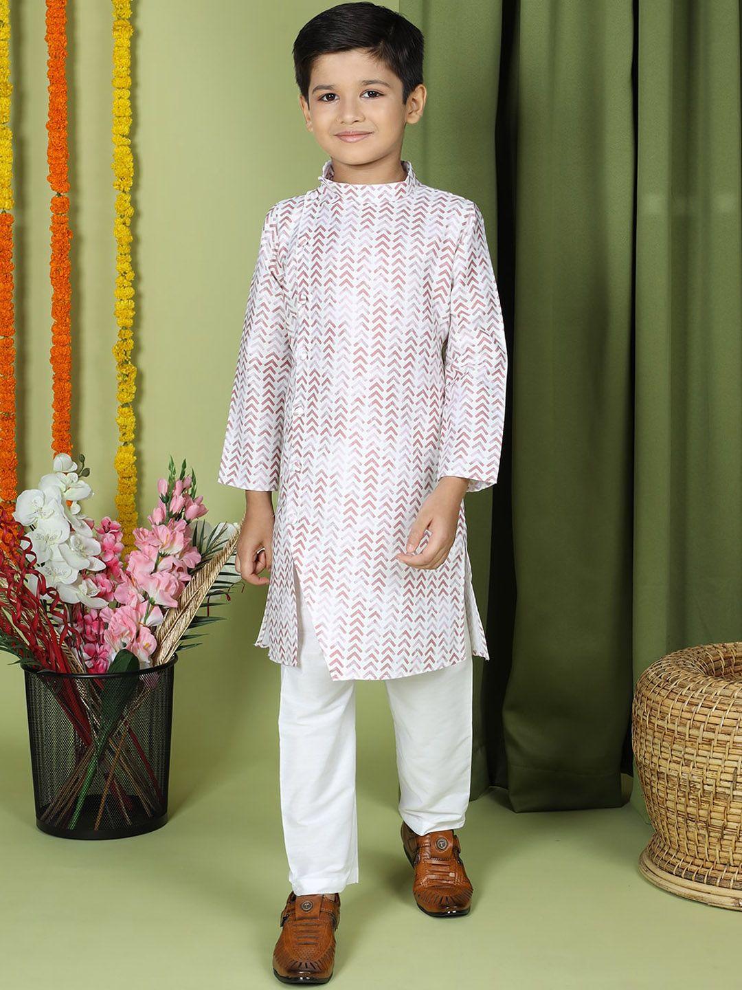 tabard boys geometric printed pure cotton kurta with churidar