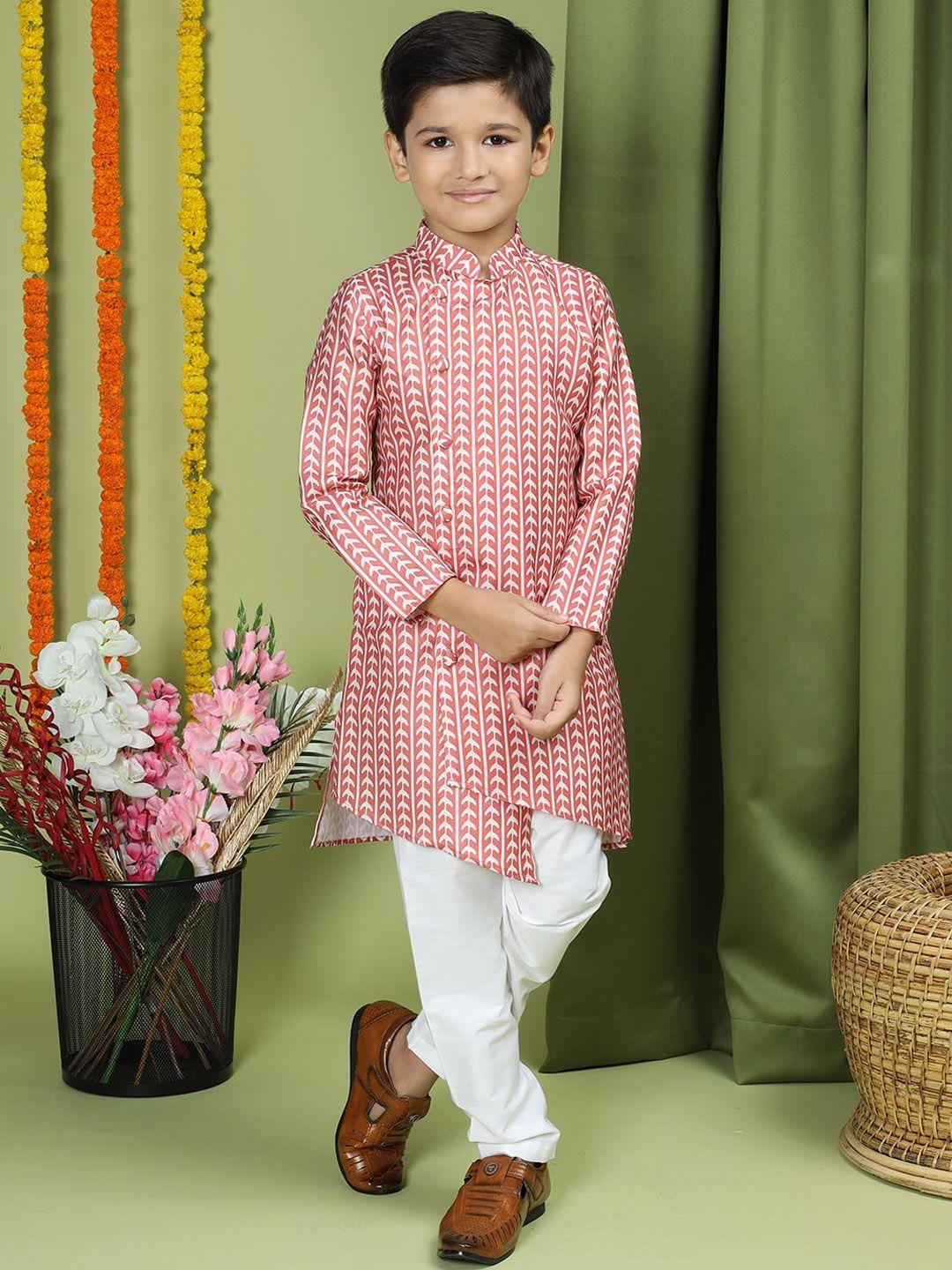 tabard boys geometric printed regular pure cotton kurta with pyjamas