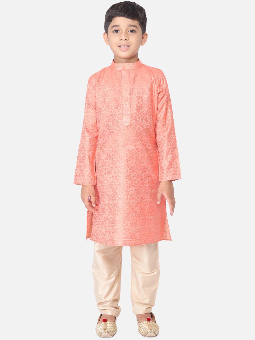 tabard boys pink printed kurta with pyjamas