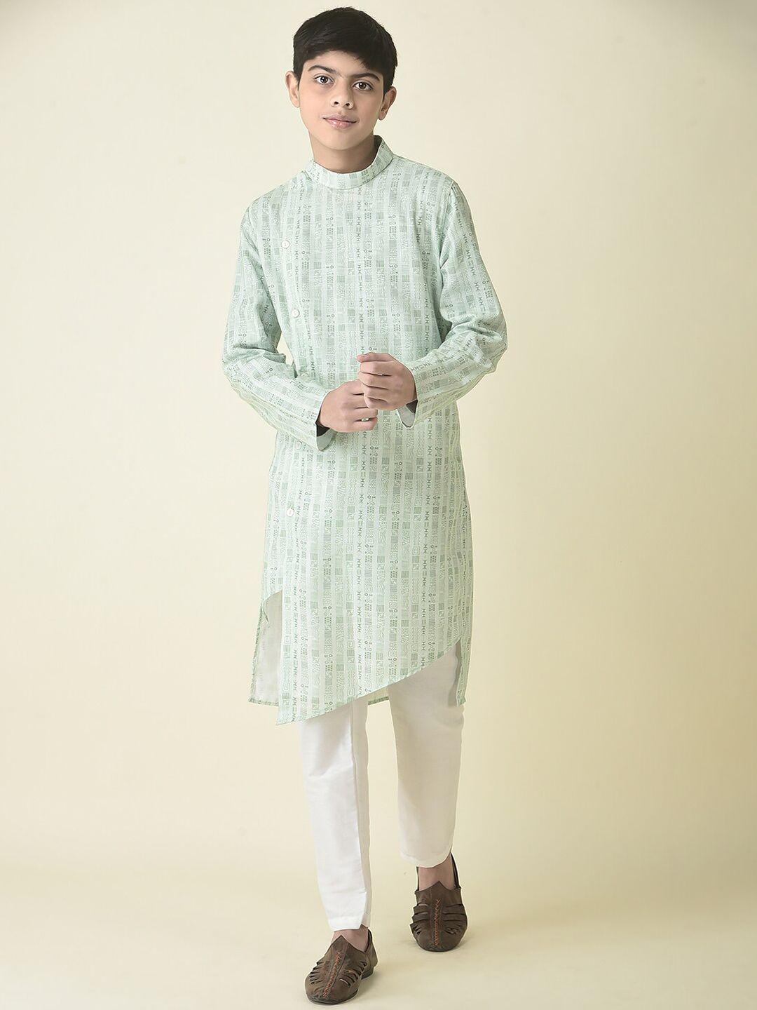 tabard boys printed pure cotton kurta with churidar