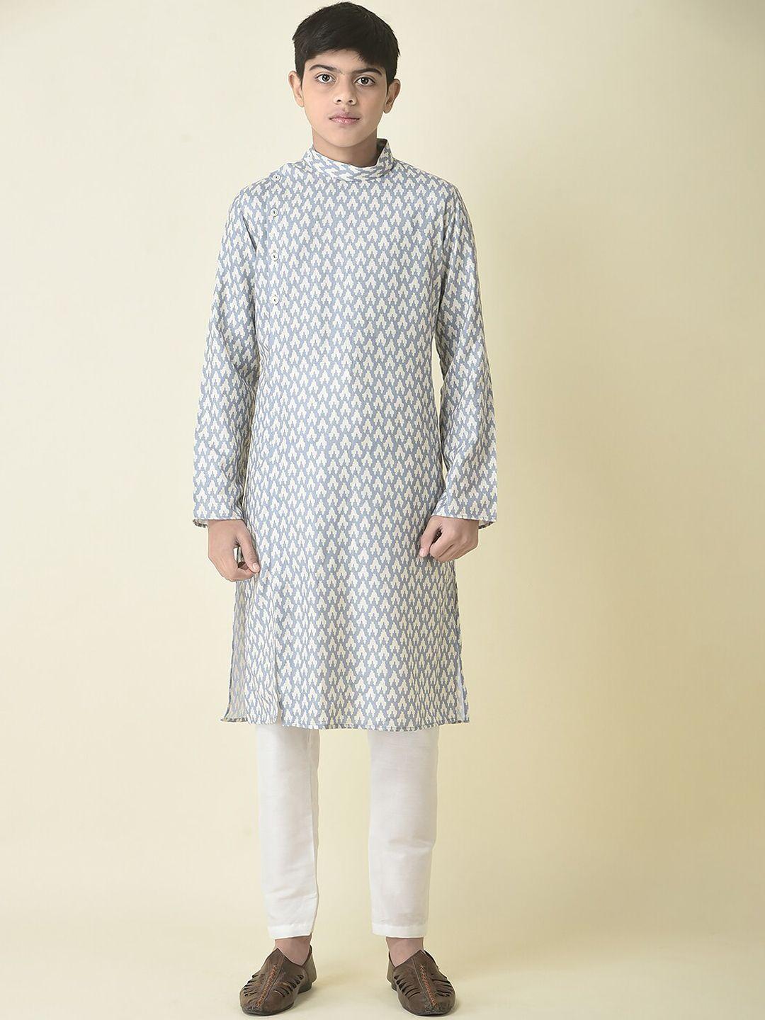 tabard boys printed pure cotton kurta with pyjamas