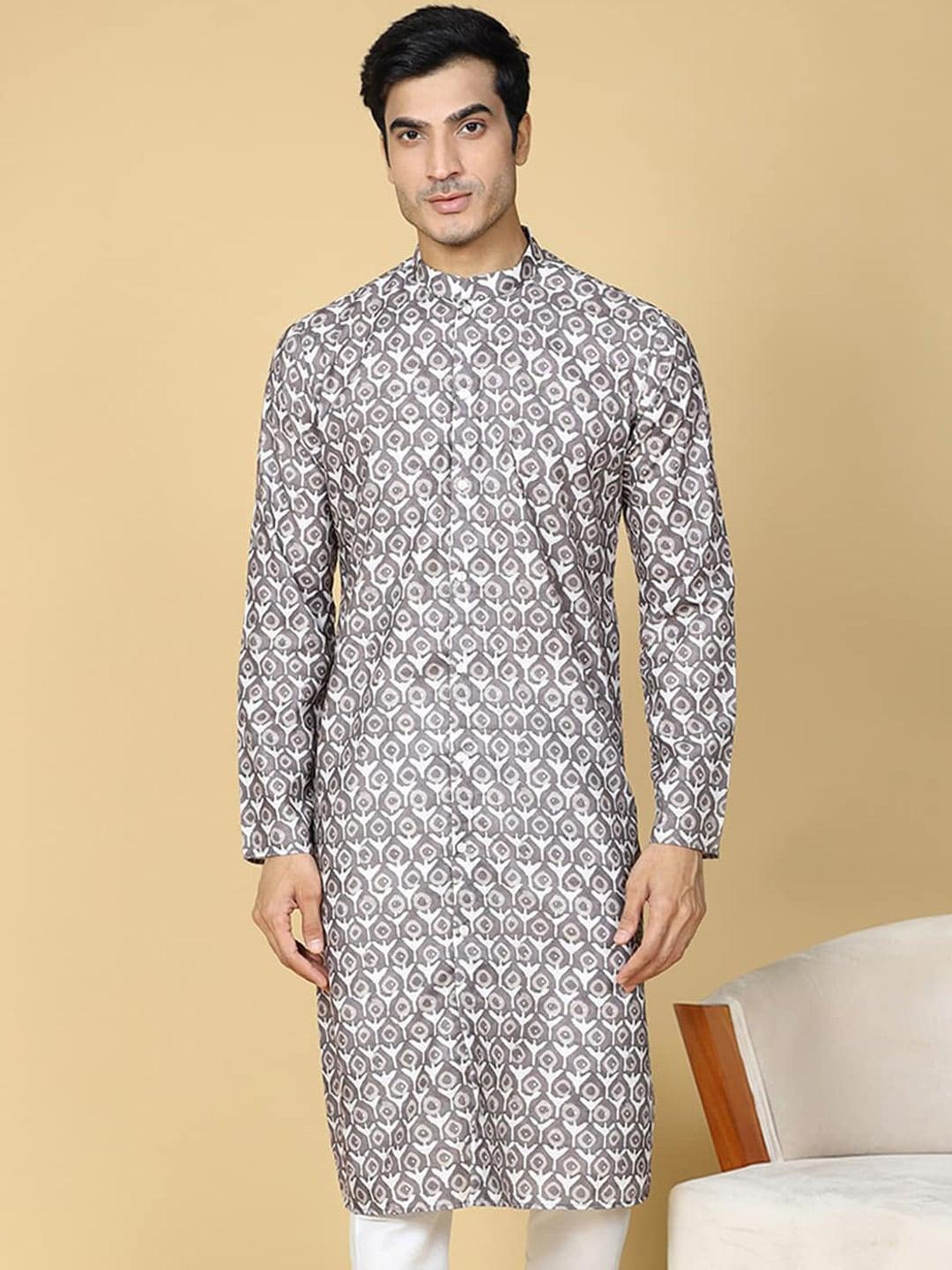 tabard ethnic motifs printed mandarin collar cotton kurta