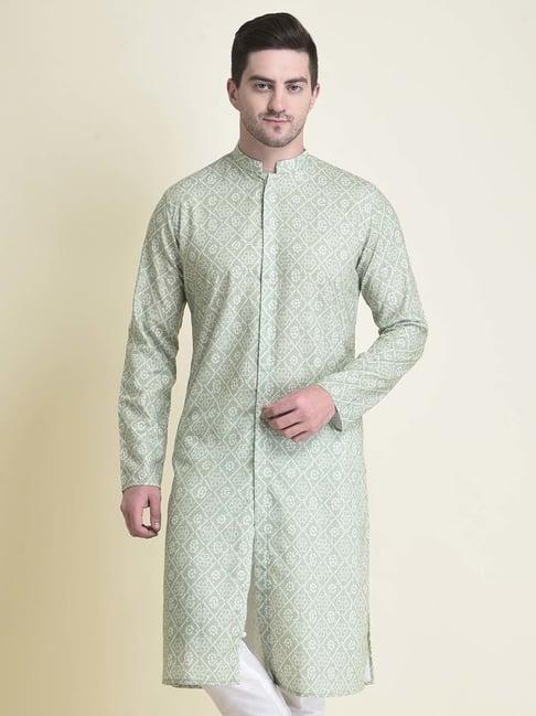 tabard green regular fit printed kurta