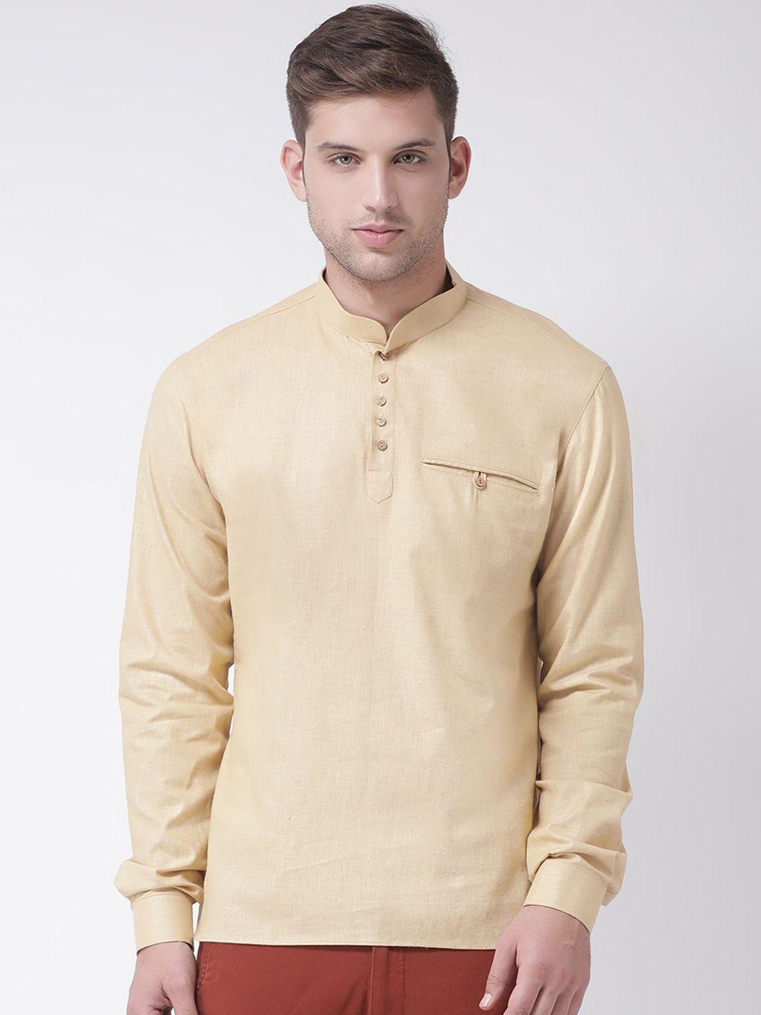 tabard men beige cotton plain kurta