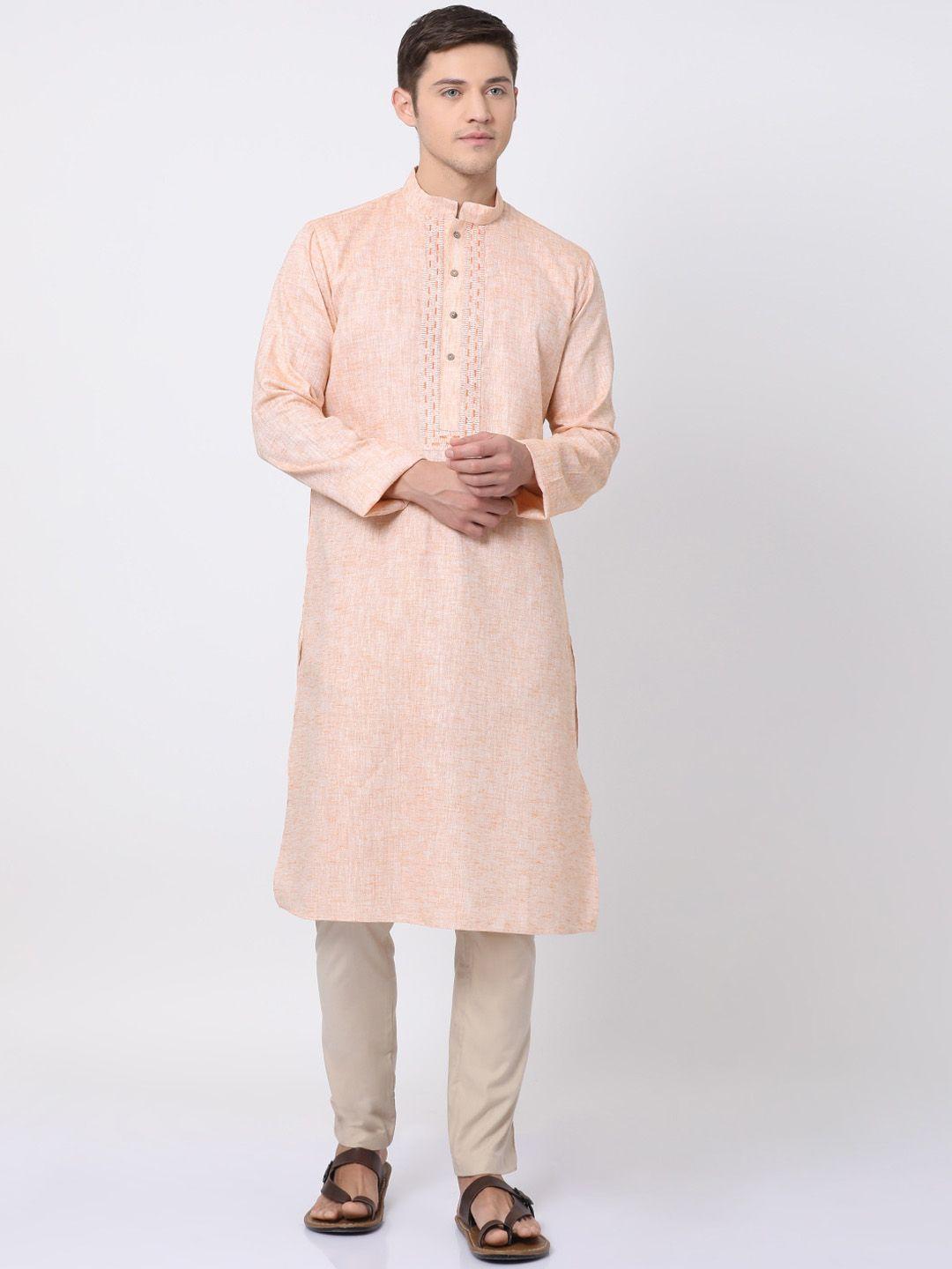 tabard men pink pure cotton kurta with churidar