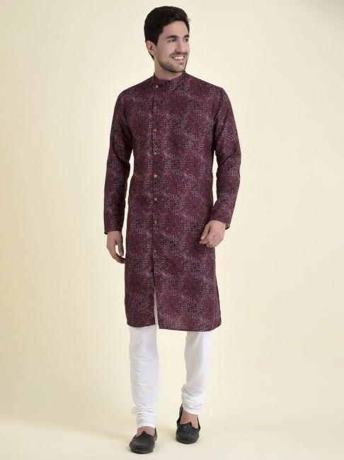 tabard purple cotton regular fit printed kurta