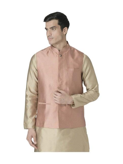 tabard red mandarin collar nehru jacket