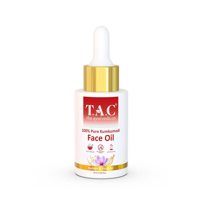 tac - the ayurveda co. 10% kumkumadi face oil for glowing skin, dark spots removal, pigmentation