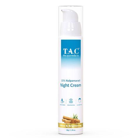 tac - the ayurveda co. 10% nalpamaradi night cream for glowing and brightening skin , 50gm