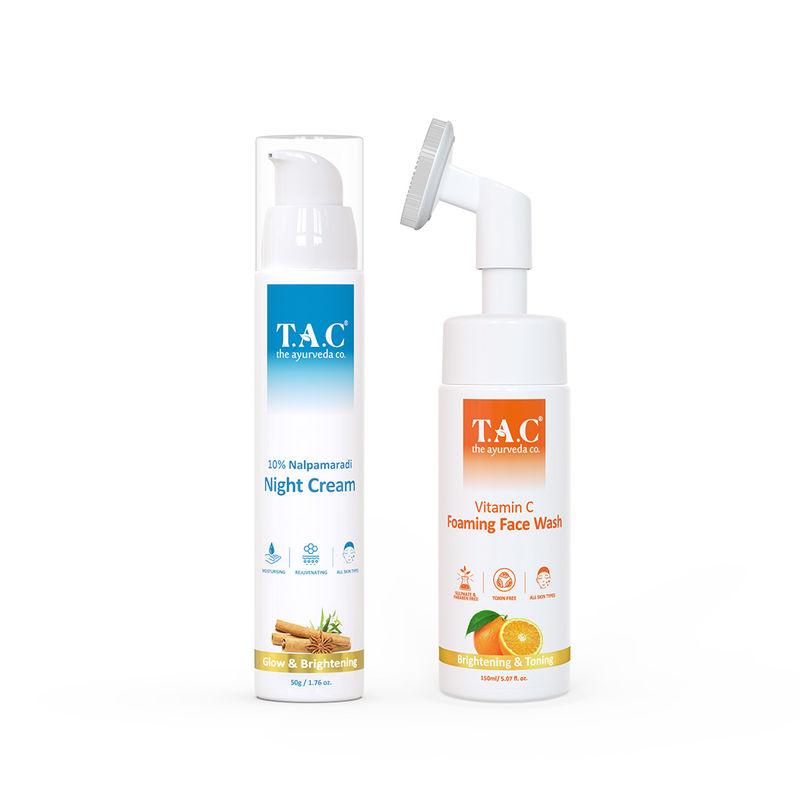 tac - the ayurveda co. anti aging night cream & vitamine c foaming face wash with hyaluronic acid