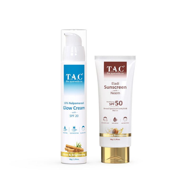 tac - the ayurveda co. day cream with spf 15 for oily & sunscreen spf 50 with uva uvb protection